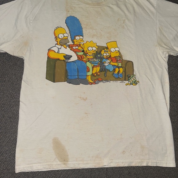Rare 2002 Simpsons Distressed White T-Shirt with Cartoon Family Print - Picture 3 of 6